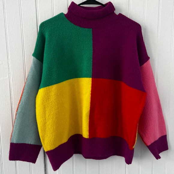 Color Block Turtleneck Sweater Love & Harmony - Size XS/S - Picture 1 of 3